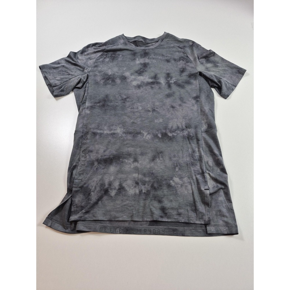 Lululemon Shirt Mens Medium Gray Tie Dye Short Sleeve Performance Tee Gym Raglan